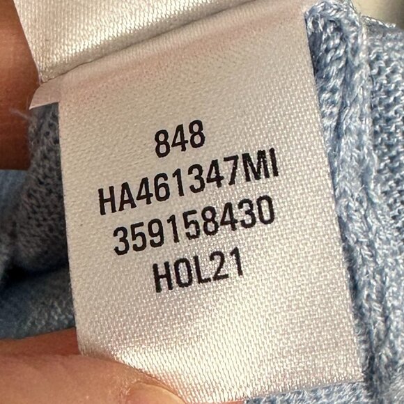 NEW Nordstrom Cross Back Wool Sweater Light Blue Fog Size Medium Open Back Top M - Picture 6 of 8